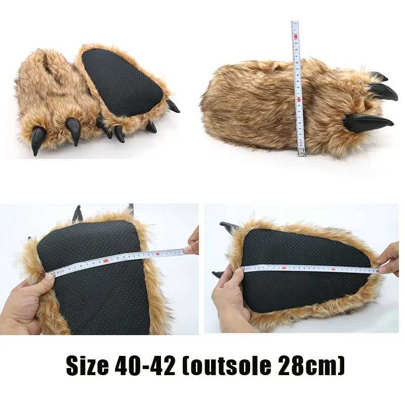 2024 Chunky Warm Bear Paw Slippers for Home Husband Creative Funny Slipper Man Woman Indoor Fluffy Shoes Animal Soft Slippers S260305