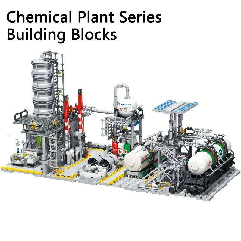 City Street View Building Blocks Natural Gas Storage Center Laboratory Transport Station 3 In 1 Assembly Model Bricks Kids Gifts Z260305