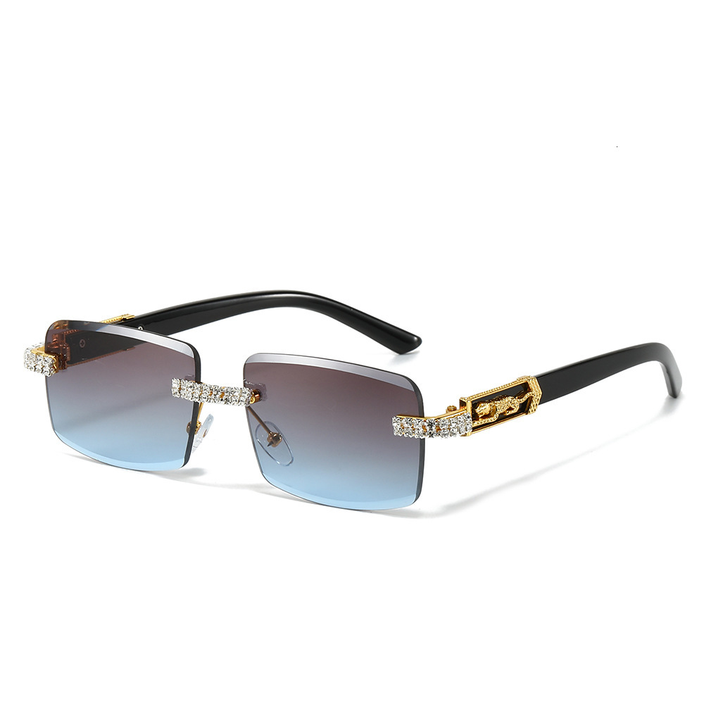 Luxury Diamond Inlaid Sunglasses Fashion Trend Diamond Cutting Edge Square Outdoor Bicycle Sunglasses Hip Hop Designer Sunglasses Street Style Sunglas