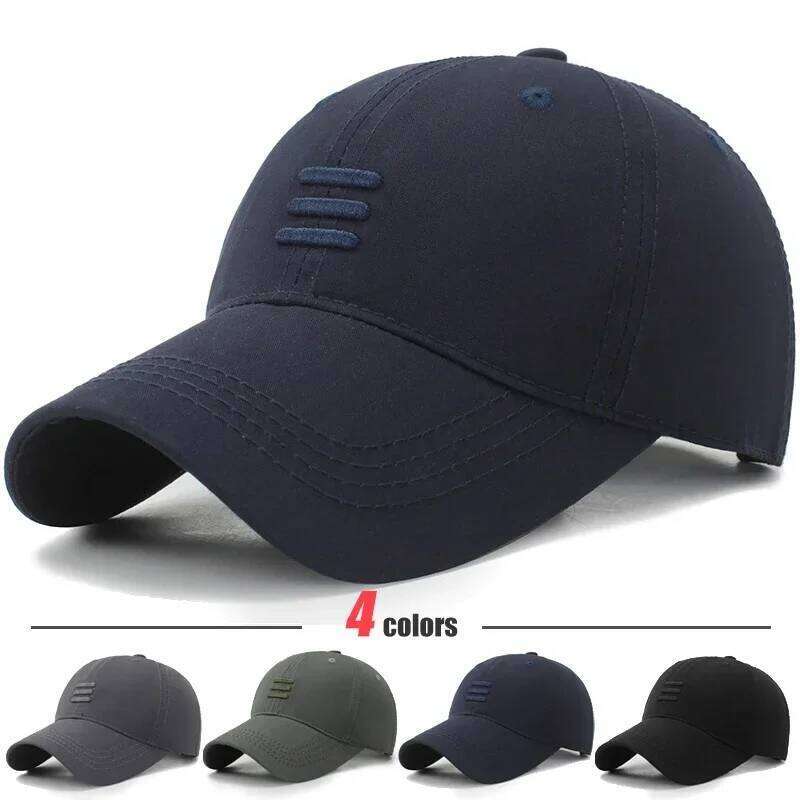 4 Colors New Fashion Soft Top Baseball Cap Outdoor Sport Casual Cotton Snapback Hats For Men and Women Three Bars Dad Hat Design Y260304