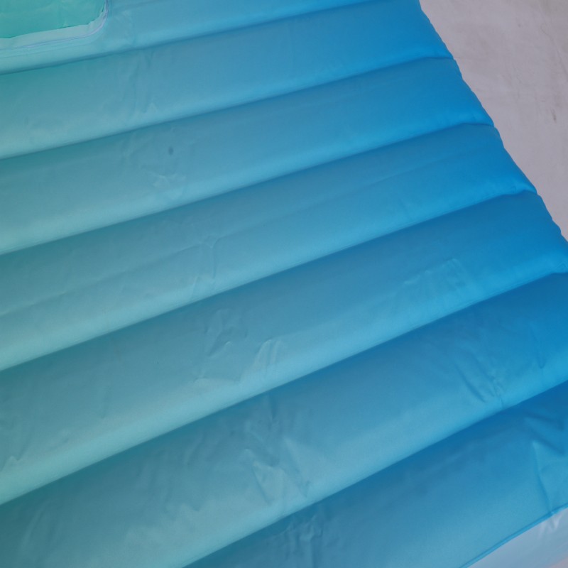 Gradient Inflatable Air Mattress with Built-in Pillow - Portable Single Bed for Camping, Guest Room & Home, Ombre Blue/Pink Design, Thickened PVC Slee