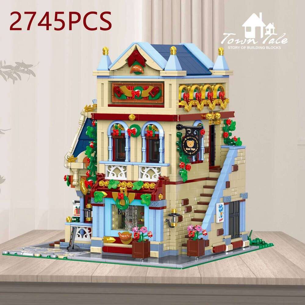 2745PCS Bear Toy House Building Blocks Creative City Street View MOC Bricks Model Desktop Display Ornaments Kids Holiday Gifts Z260305