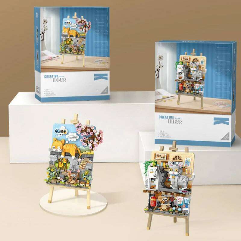 Animal Building Blocks Creative Cute Kitten 3D Painting Ornaments Children's Assembly Toys Boys Girls Gifts Z260306