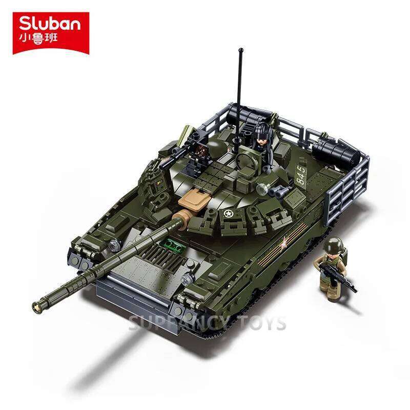 Sluban Military T-80BVMS Main Battle Tank And Typhoon VDVS Assault Armored Vehicle Model Building Block Educational Toy for Boys Z260305