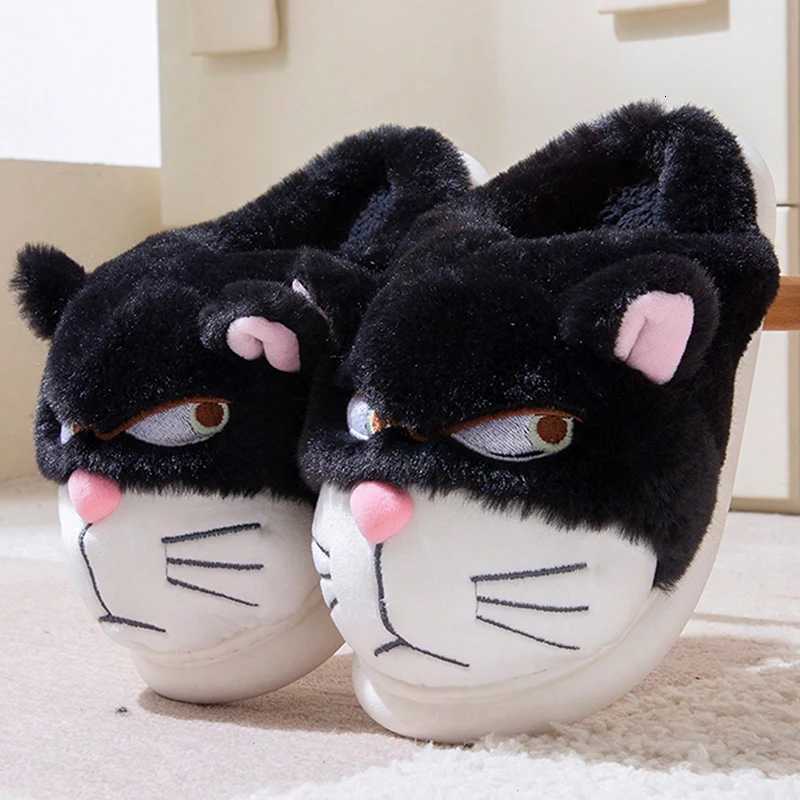 Womens New Winter Cat Slippers - Cute Couples Warm Thick-Soled Fleece-Lined Non-Slip Home Slippers S260305