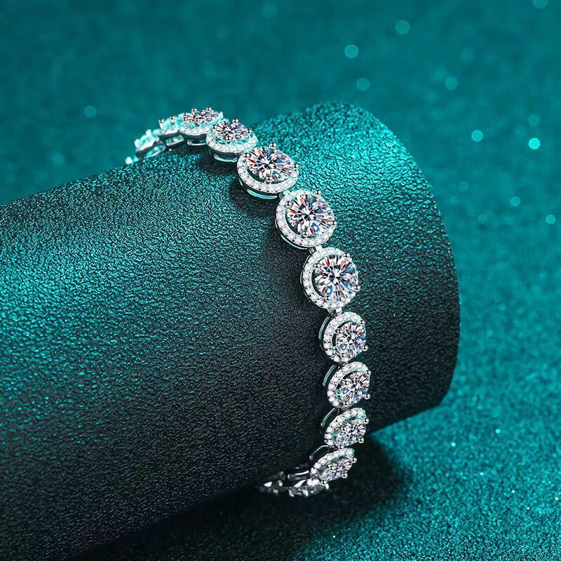 New Trend Anti Tarnish Real 925 Sterling Silver Moissanite Adjustable Bangle Daily Wear Fine Jewelry Women Custom Bracelet