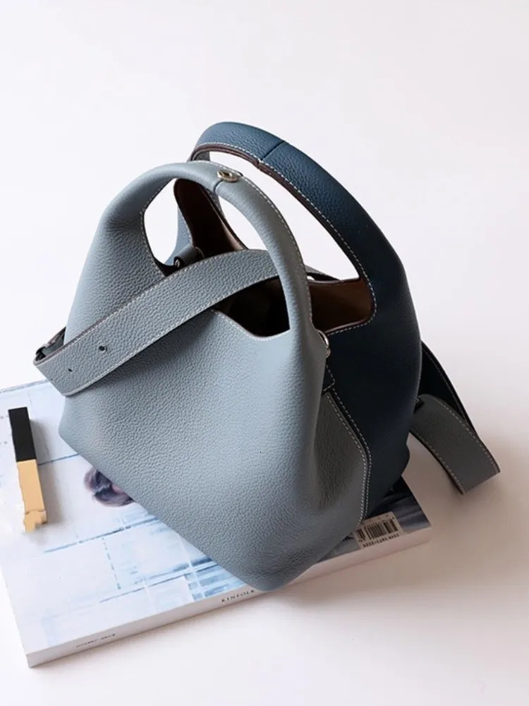 Women Singel Shoulder Bag Cow Genuine Leather Casual Bucket Fashion Handbag Office Ladies Crossbody Bags 260227