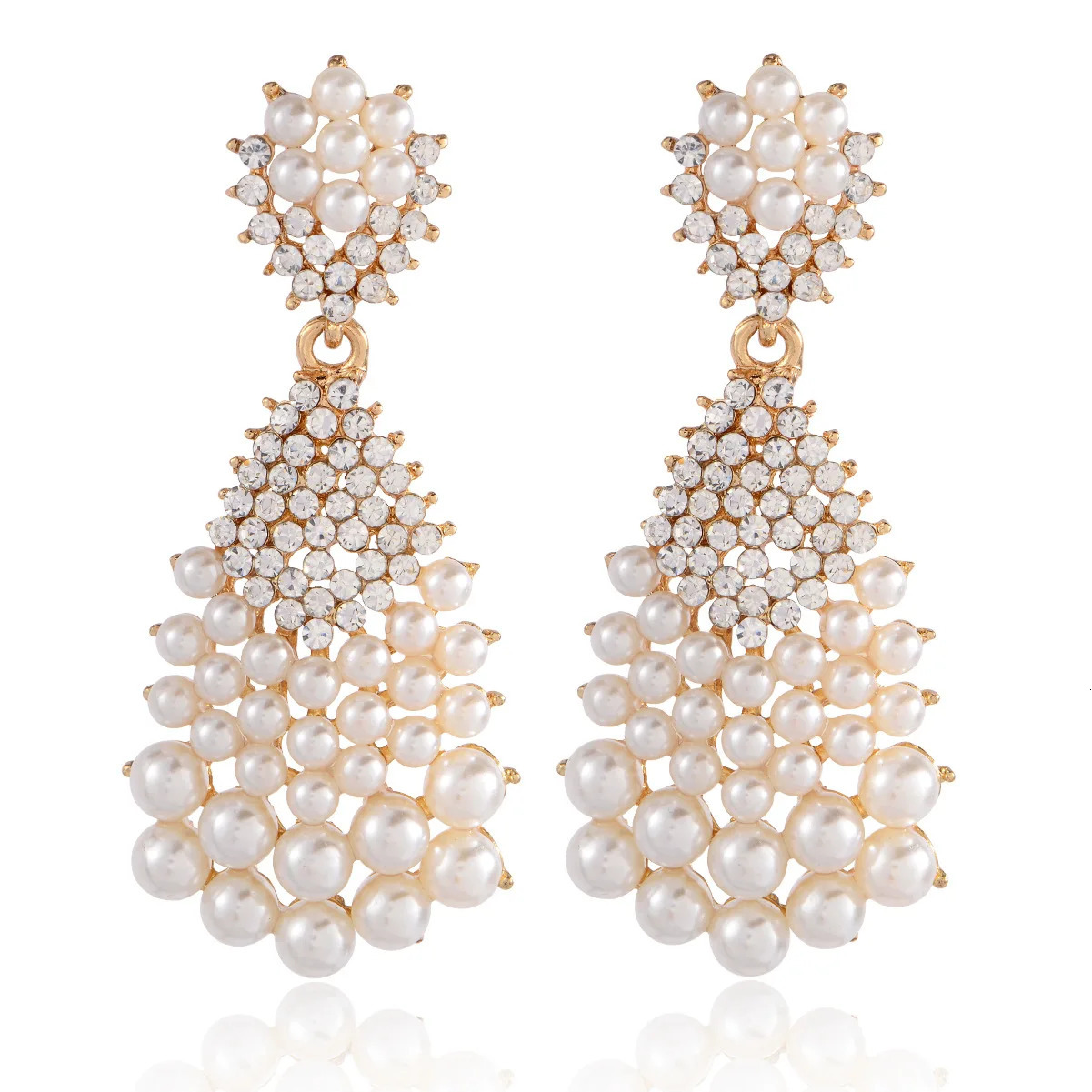 ious pearl earrings full of diamonds zircons geometric large water drops versatile retro bridal dress earrings 260303