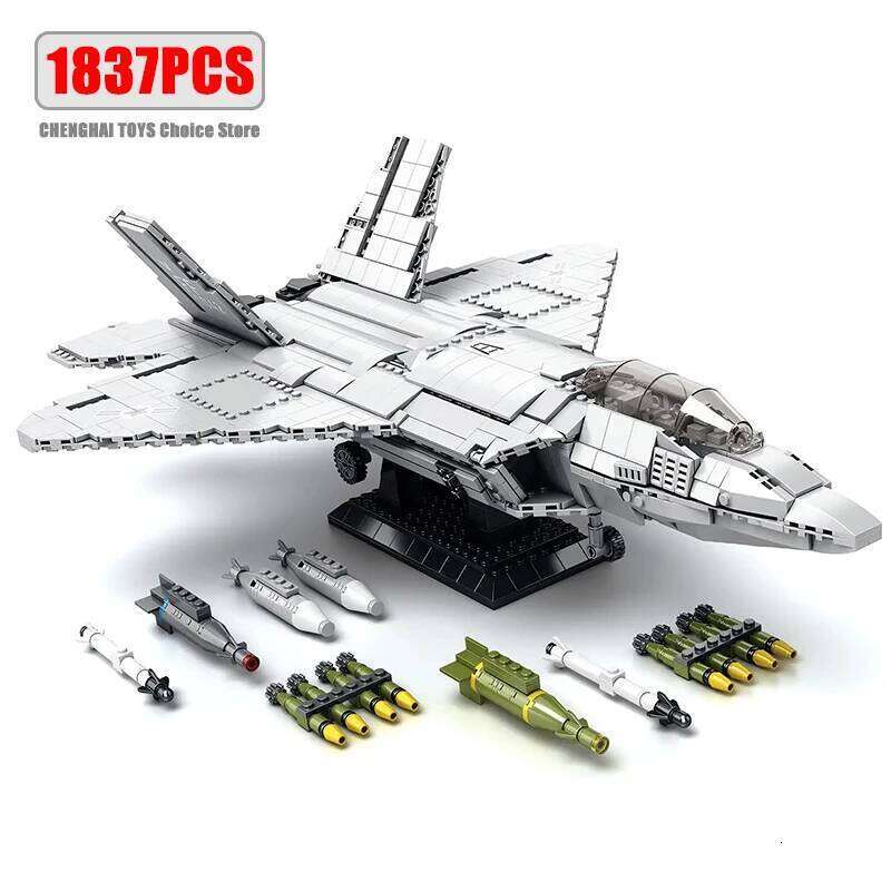 Technical USA F22 Raptor Stealth Strategic Fighter Building Blocks Supersonic Airplane Model Bricks Boy Toys Adult Gifts for Kid Z260306