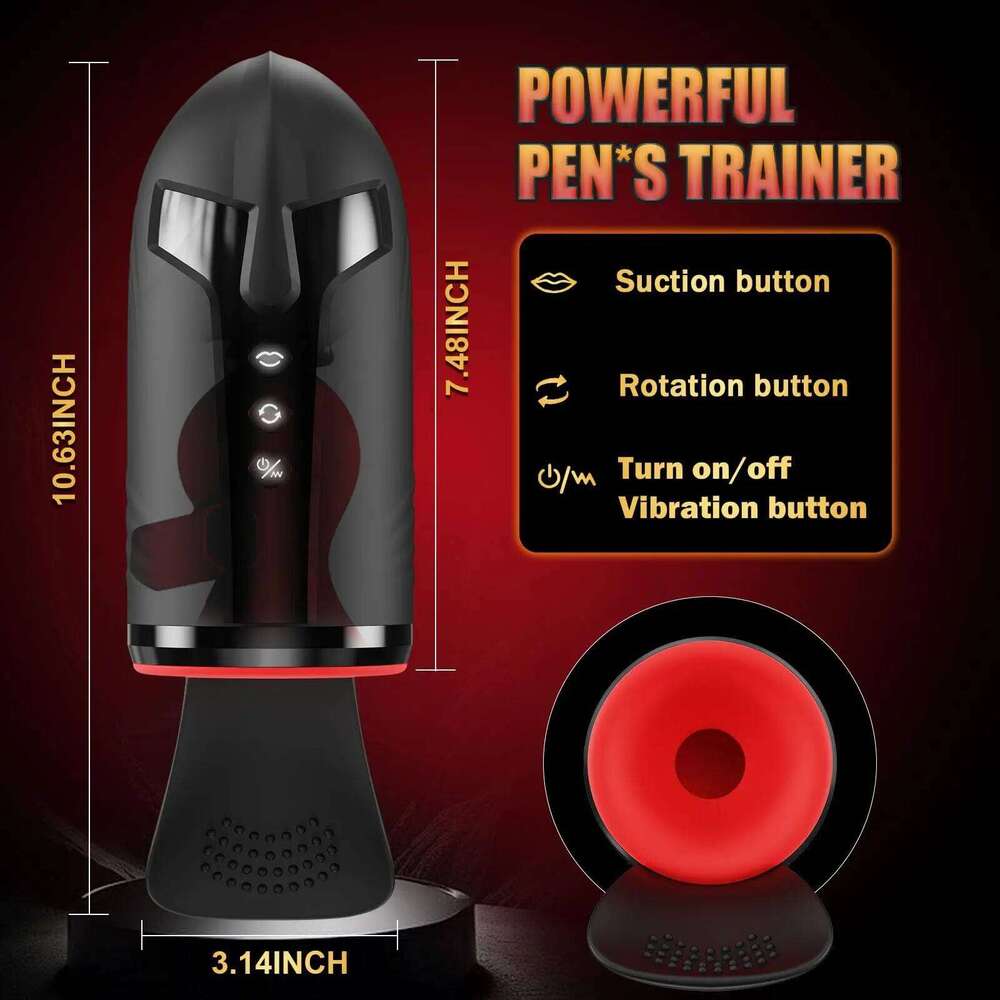 Automatic Rotation Male Masturbation Penis Training Vibrator Glans Massage Testicle Stimulator Blowjob Machine Sex Toy for Men W260305
