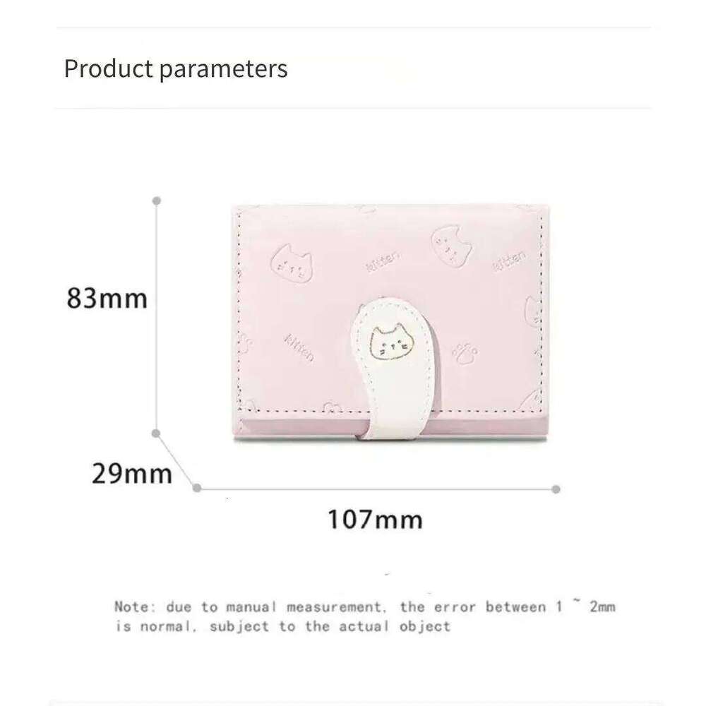 Cute Cat Print PU Leather Wallet Short Fashion Purse Card Holder Buckle Clasp Money Bag Stylish Compact Coin Pouch C260304