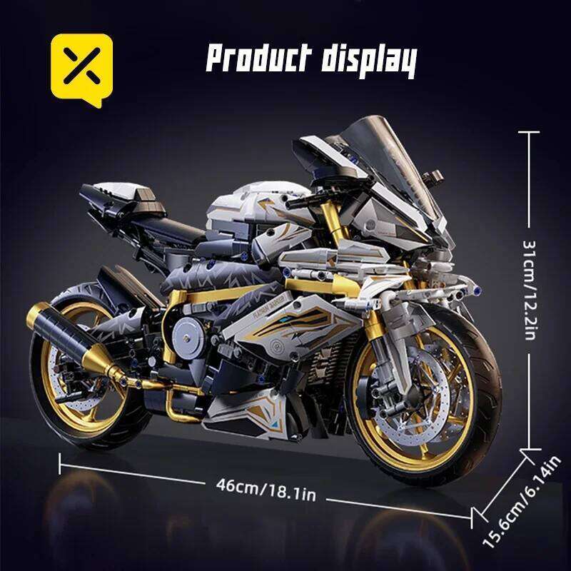 TOYLINX 1:5 Platinum Motorcycle Desktop Decorations 2078PCS Racing Motorbike Building Blocks Gift Mechanical Assembly Bricks Toy Z260305