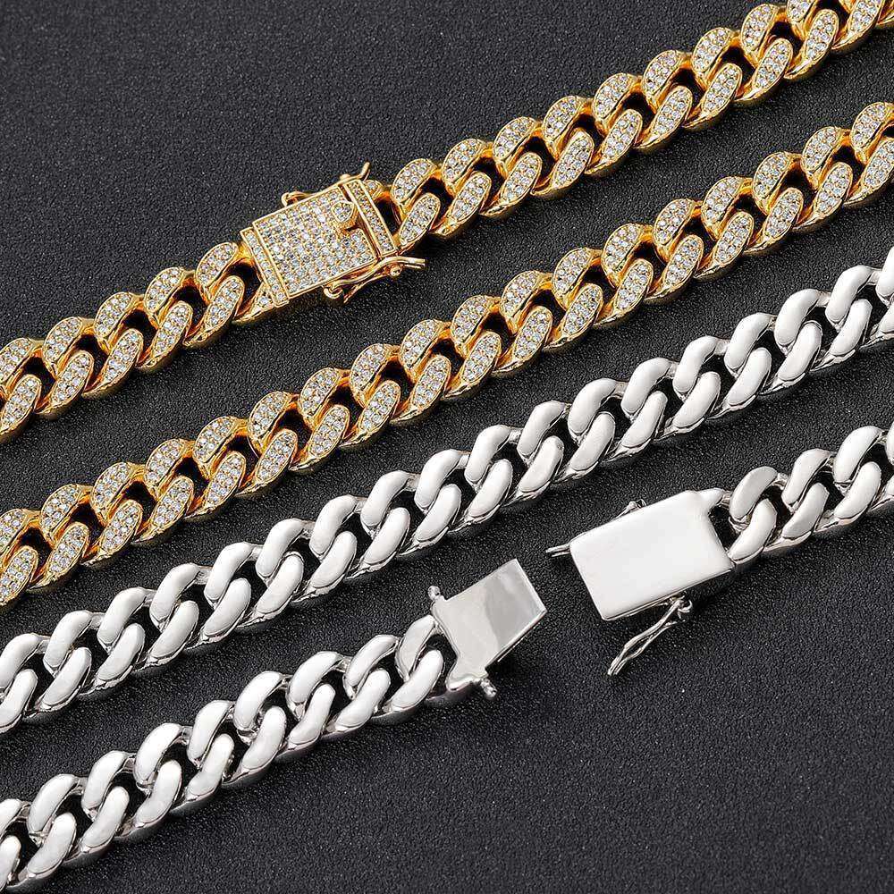 European and American jewelry zircon 12mm high-quality double-row full-diamond Cuban chain hip-hop men's necklace