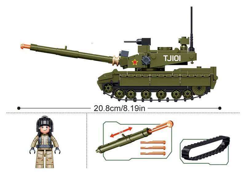 Sluban 183PCS Army Main Battle Tank Model Building Blocks Military MBT Bricks Educational Toys for Children Z260305