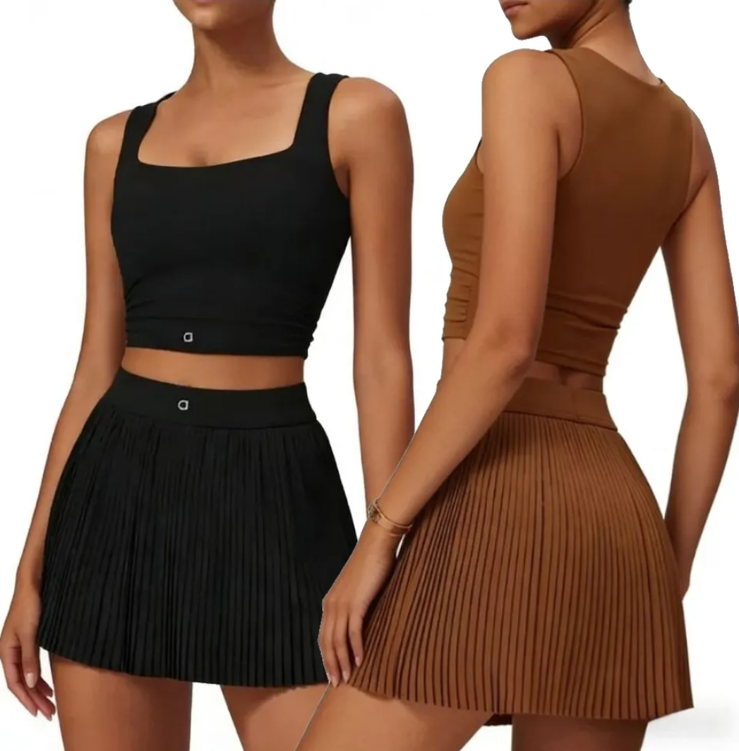 Designer Women Vest Running Top Sports Outdoor Fiess Tennis Anti-exposure Yoga Skirt Set Gym Tracksuit Bra Short Workout Sportswear Clothing Gym Wear Athletic Suits