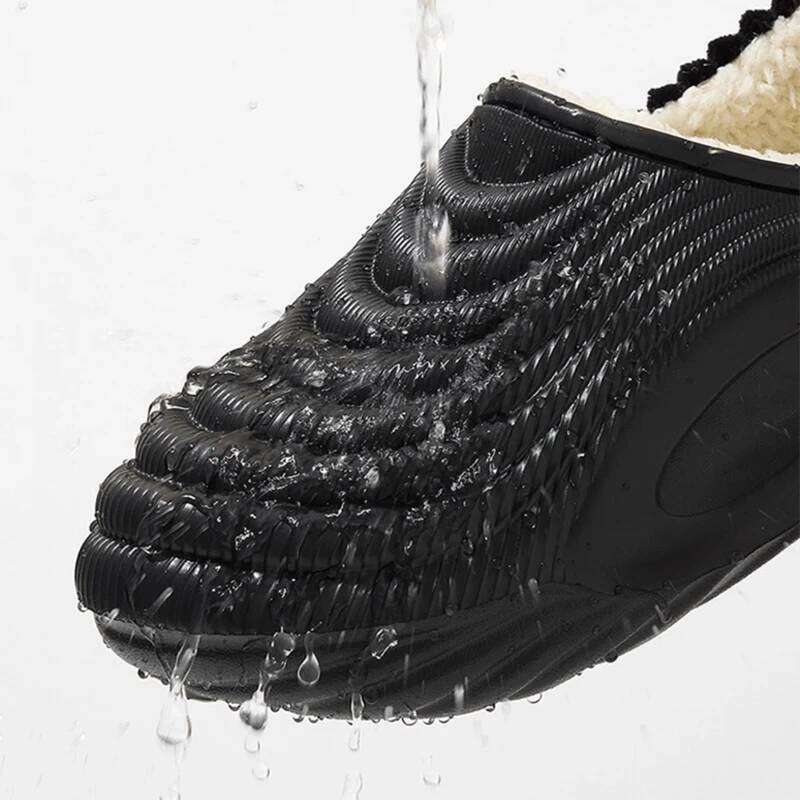 Men's Warm Waterproof EVA Indoor Women Winter Soft Thick Bottom Non Slip Home Slippers Couple's Furry Slides