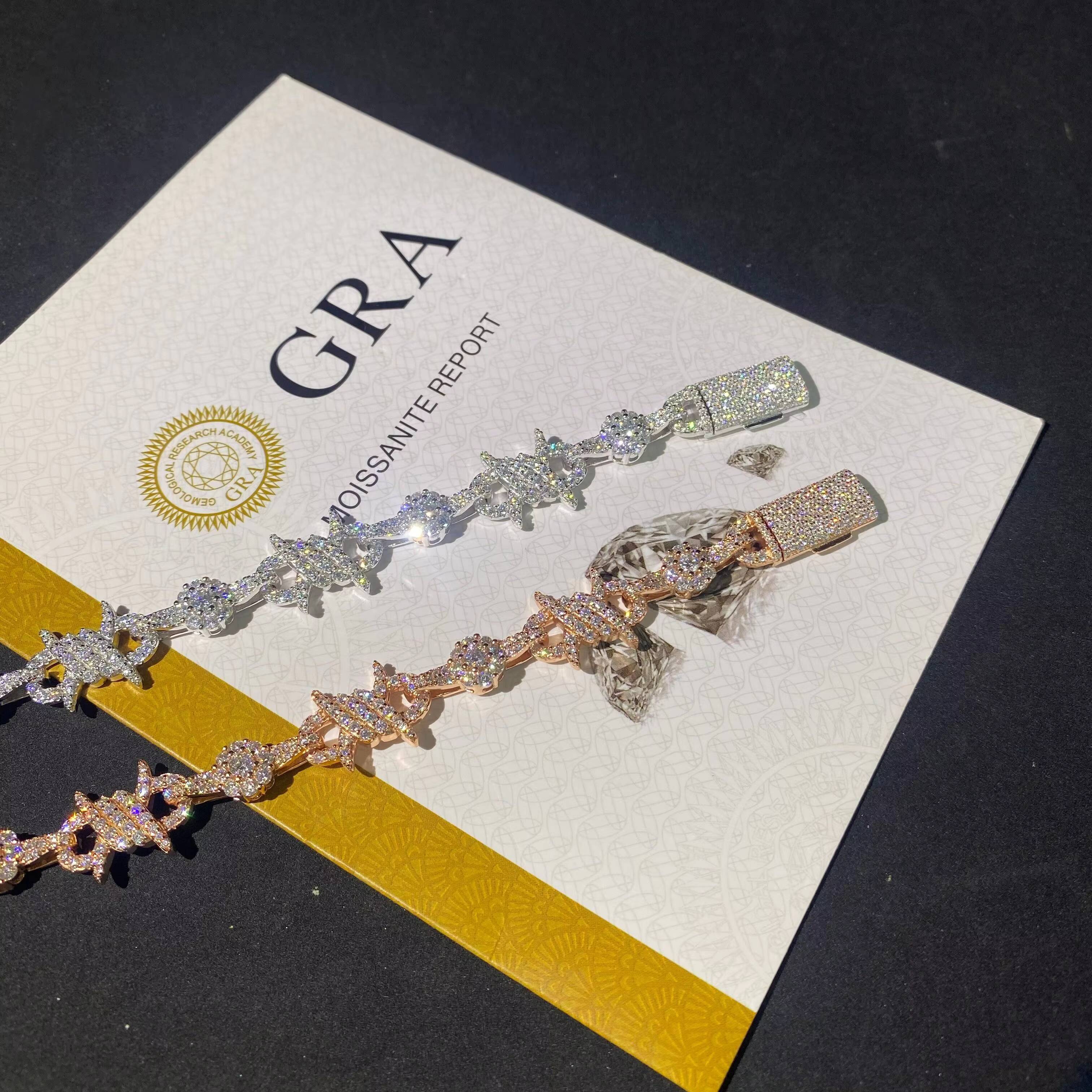 13mm New Design GRA Certificate Iced VVS Moissanite 925 Silver Hip Hop Women Style Jewelry Cuban Chain Link Bracelet