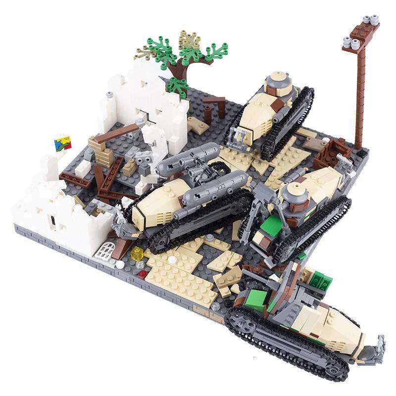 WW1 French Military Light Tank Building Blocks Army Soldier Figures Self-propelled Artillery Model Assemble Bricks Boy Toys Gift Z260306