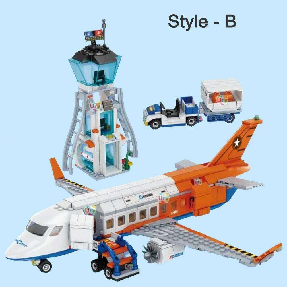 3in1 City Series Aviation Cargo Plane Helicopter Airport Airbus Airplane Control Tower DIY Building Blocks Toy Set Kids Boy Gift Z260306