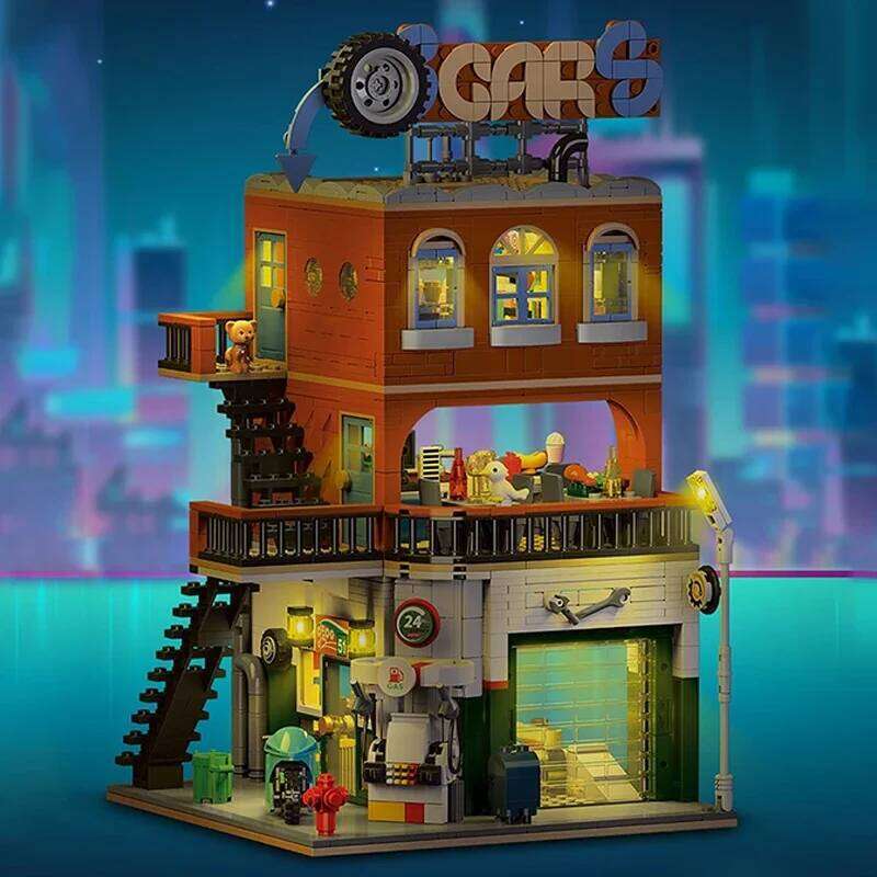 1637PCS Cities Repair Shop Building Blocks Classic City Street View Model Bricks Desktop Decoration Toys For Kids Holiday Gifts Z260305