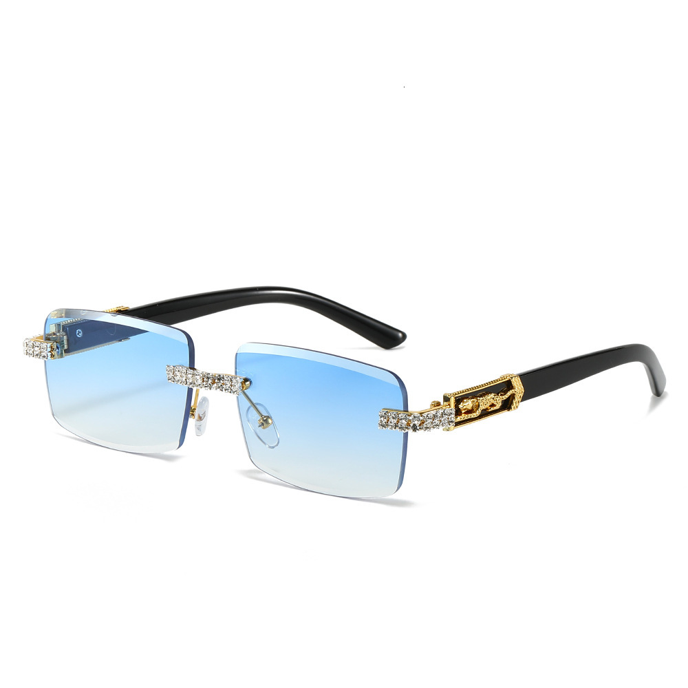 Luxury Diamond Inlaid Sunglasses Fashion Trend Diamond Cutting Edge Square Outdoor Bicycle Sunglasses Hip Hop Designer Sunglasses Street Style Sunglas