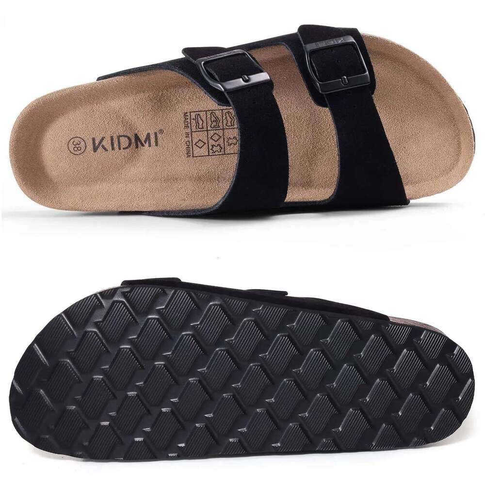 Litfun Summer Fashion Sandals For Women Men Cork Footbed Adjustable Slides Anti-slip Outdoor Unisex Slippers With Arch Support