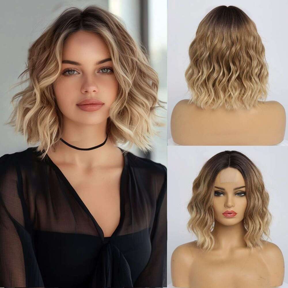 Front Synthetic Fiber Headpieces, Curly Short Wigs, Lace Wigs VMS