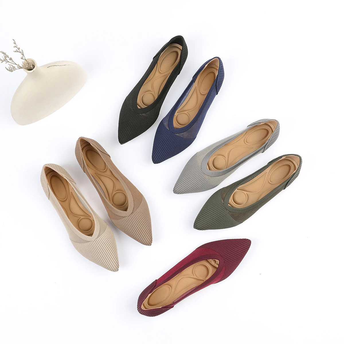 Ladies flat shoes woven single shoes 260306