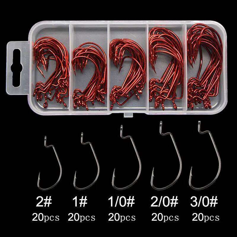 AS 50pcs/lot Texan Soft Worm High Carbon Steel Wide Super Lock Fishhooks Lure Softjerk Hooks Fishing Tackle S260305