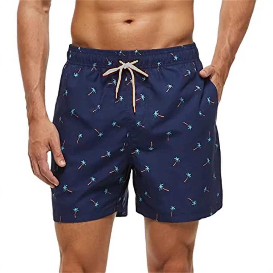 Gradient pattern beach shorts mens colorful 3D feather print shorts summer casual vacation shorts loose surfing swim pants X260306