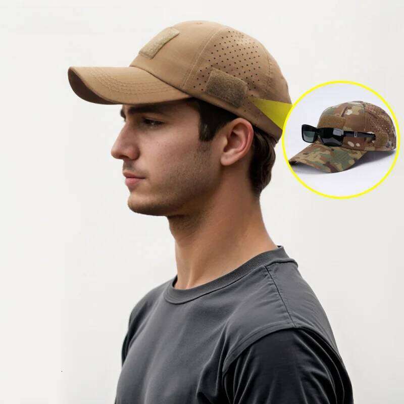 Athletic casual breathable camouflage baseball cap for men, fan sun tactical military training bucket hat Y260304