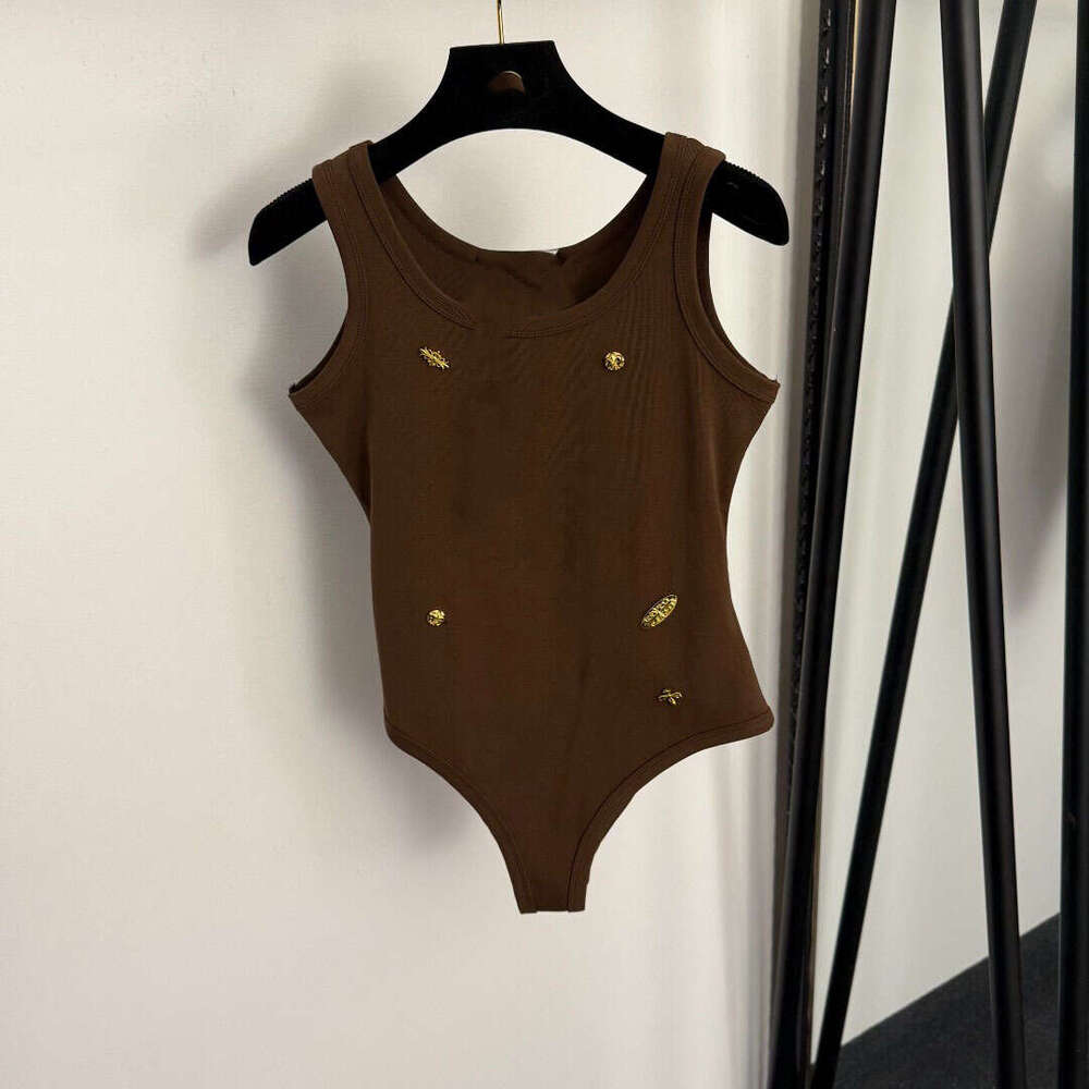 2026 A4 Spring/Autumn New Women's Designer Fashion Metal Cross Decorative Sleeveless jumpsuit