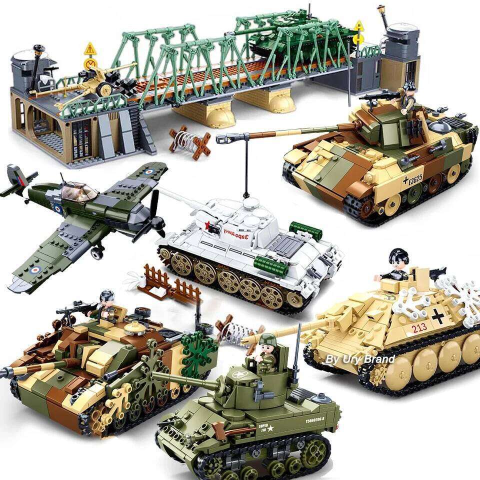 Sluban WW2 Military Plane City Warplane Fighting Airplane Vehicle Tank Sets Model Building Blocks Toys for Children Boys Gifts Z260305