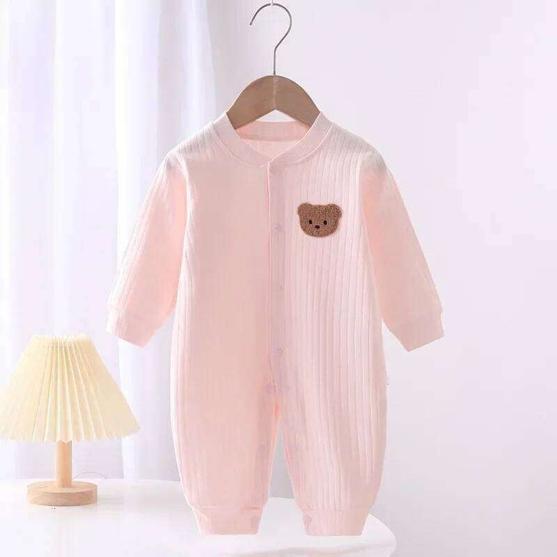 Bodysuit & One Pieces for Boys Girls Newborn Rompers Solid Color 100 Cotton 0-24M Long Sleeve Loungewear Outfit Thin Cute Design Z260306