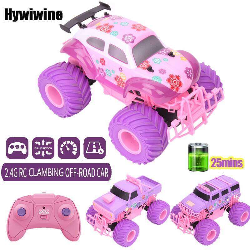 Pink RC Car Pickup Truck Electric Climbing Drop-resistant Stunt Remote Control Toy For Children Party Gift Christmas Ornament C260305