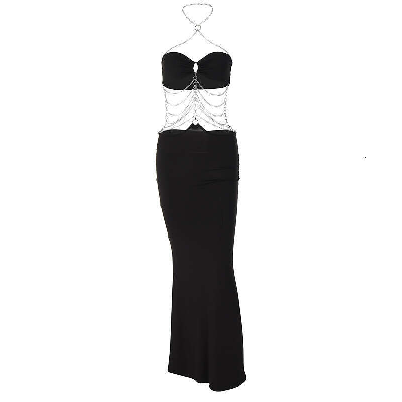 European and American 2026 Summer Hot-Selling New Metal Chain Halter Neck Strapless Hollow Out Dress Women, Wholesale for