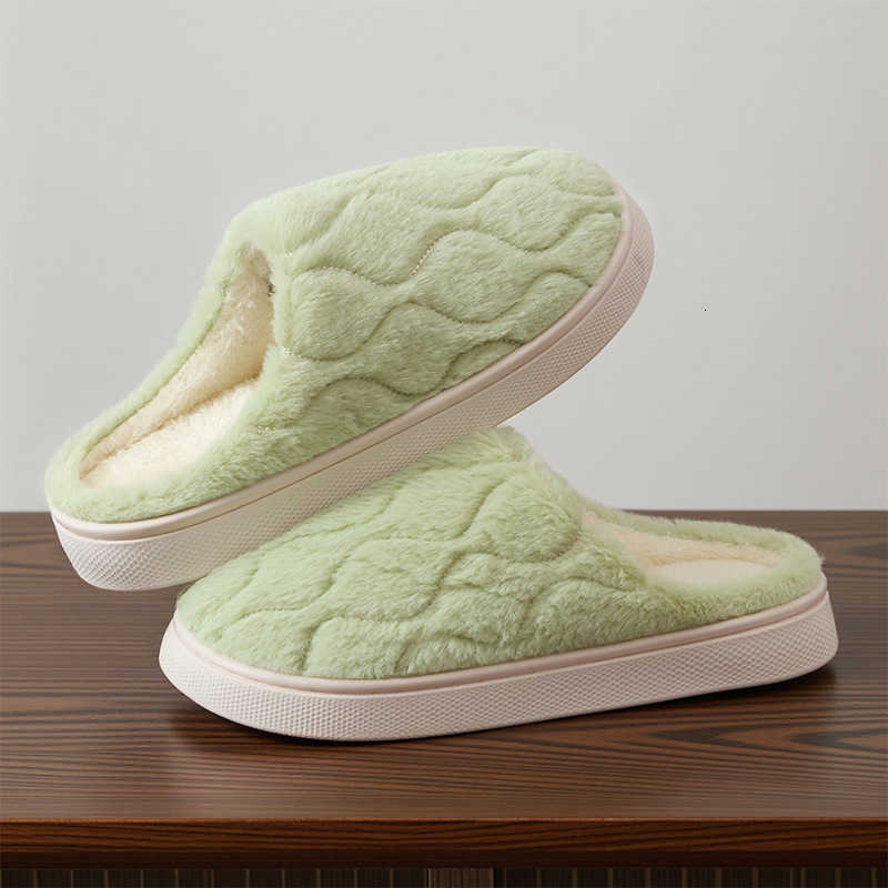 Womens Cotton Slippers Autumn Winter 2025 New Simple Comfortable Indoor Home Warm Plush Couple Slippers Men Winter S260305