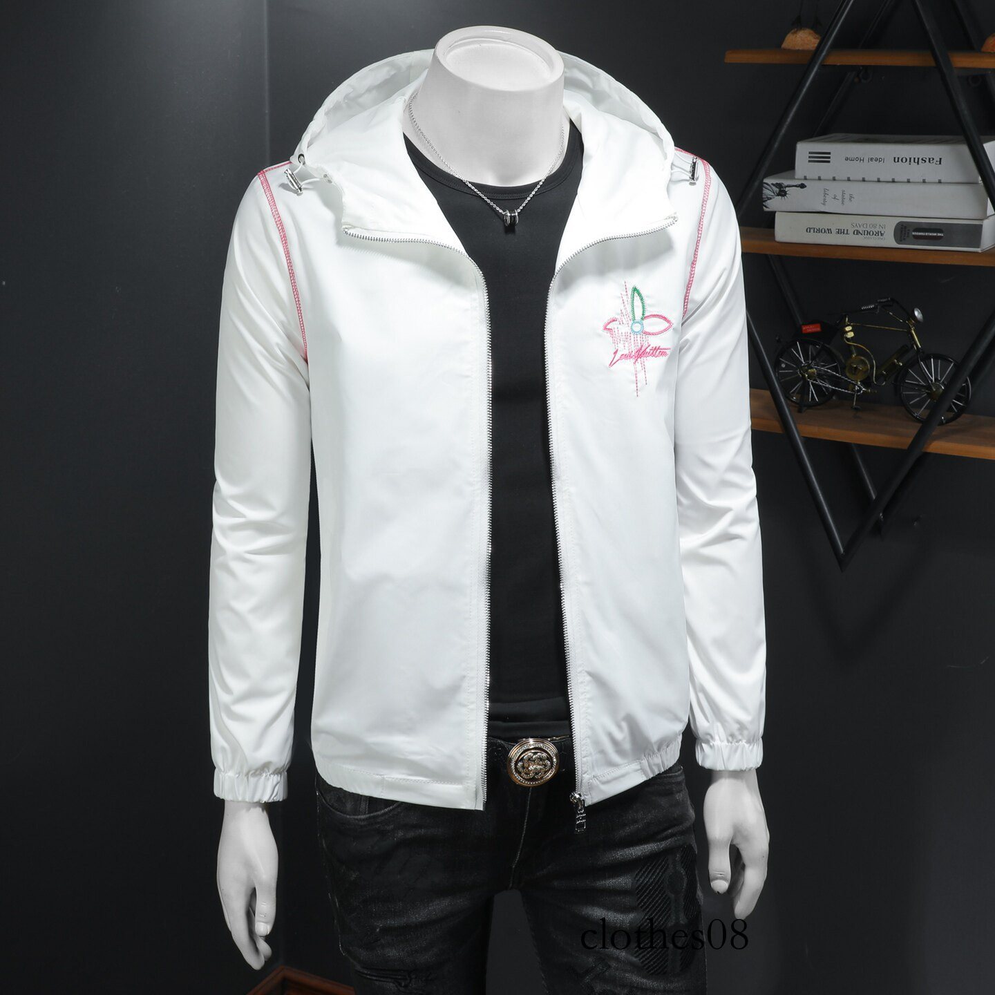 European Station 2026 Spring New Men's Hooded Jacket with 3D Embroidery, Large Size, High-Quality Casual Coat