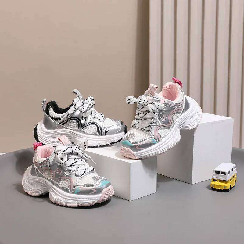 New Spring Children Mesh Breathable Toddler Girls Sport Shoes Outdoor Tennis Soft Sole None-slip Fashion Boys Sneakers 26Y0304