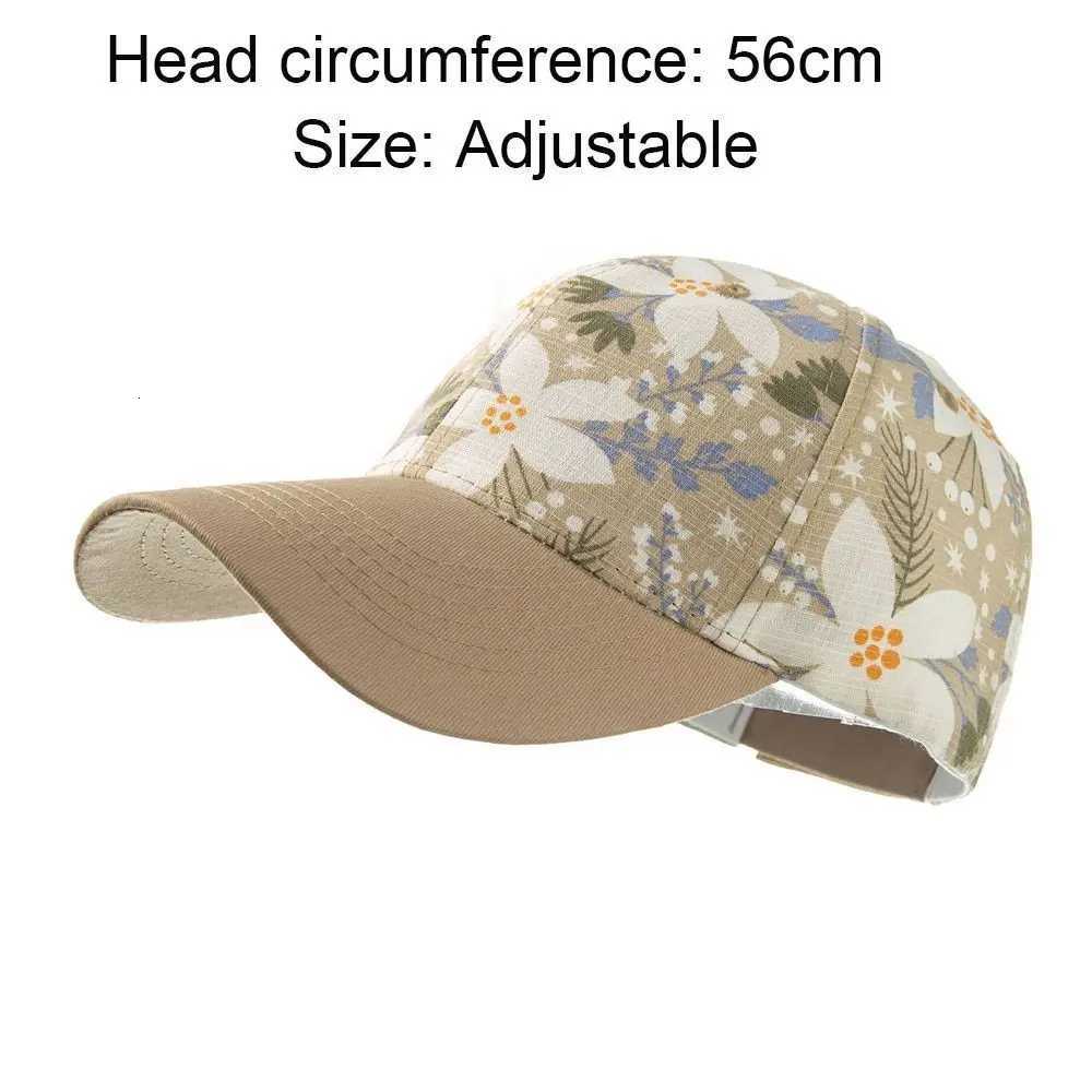 New Flower Print Sunscreen Hat Adjustable Spring Summer Casual Cap Outdoor Female Sun Visors S260306