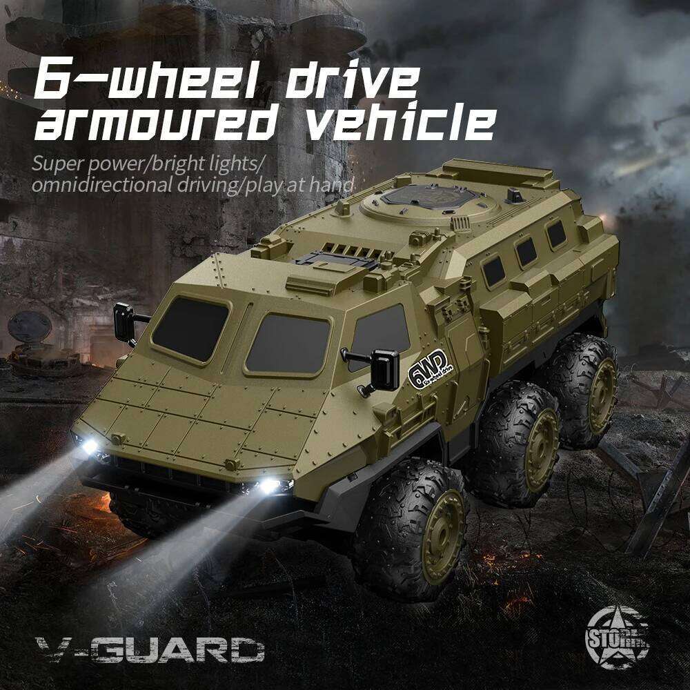 New 1:16 6WD Armored RC Car Simulation Military Transport Truck 360 Stunt High-speed Climbing 2.4G Remote Control Model Boy Toy C260305
