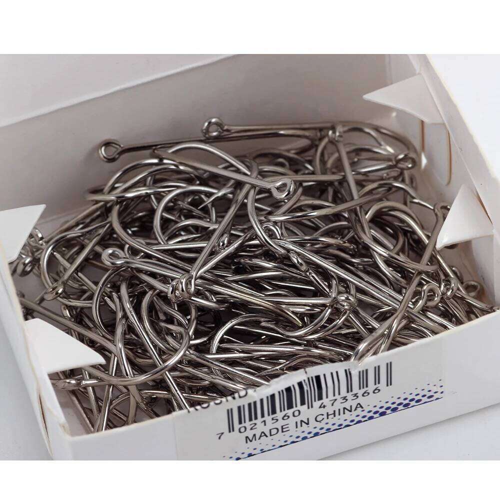 FTK 10#-20# 100Pcs/Box Bent Sea Round Hook 2335 Nickel Big Ringed Hooks From Norway For Jigging Carp Fishhook Fishing Tackle S260305