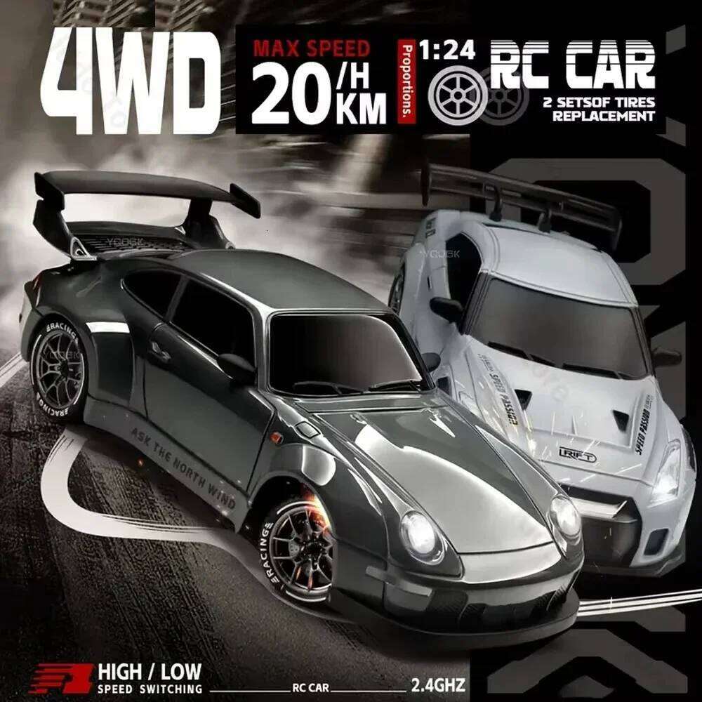 Drift 1/24 4WD Mini RC Racing Vehicle Model High Speed 2.4G Radio Half Scale with Light Remote Control Car Drive Gifts C260305