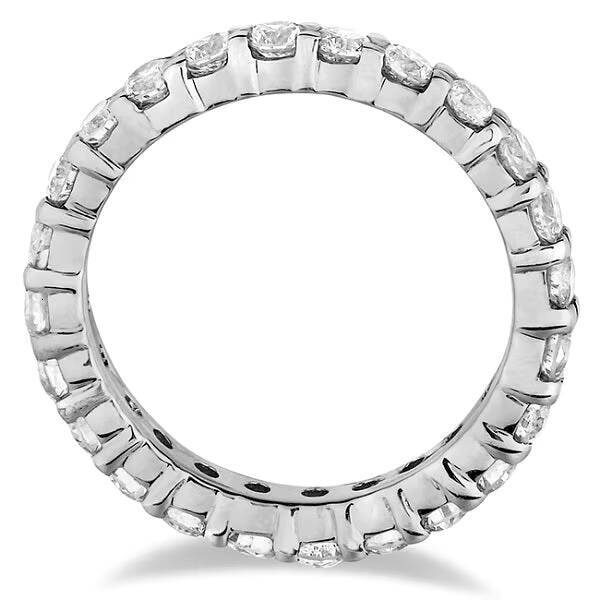 200ct White Gold Diamond Eternity Wedding Band Statement Ring with Cut Zircon Rhodium Plated Inlay Technology