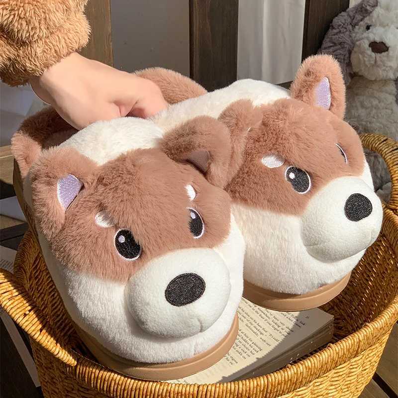 Cotton slippers womens winter bag with new cute fur and plush thick sole anti slip warm cotton shoes mens winter S260305