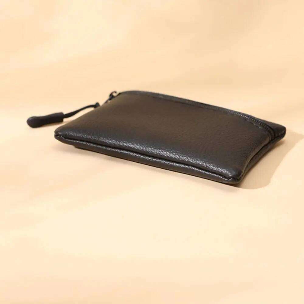 Women Men PU Leather Mini Purse Unisex Zipper Solid Color Coin Key Bag Storage Pouch Small Wallet C260304