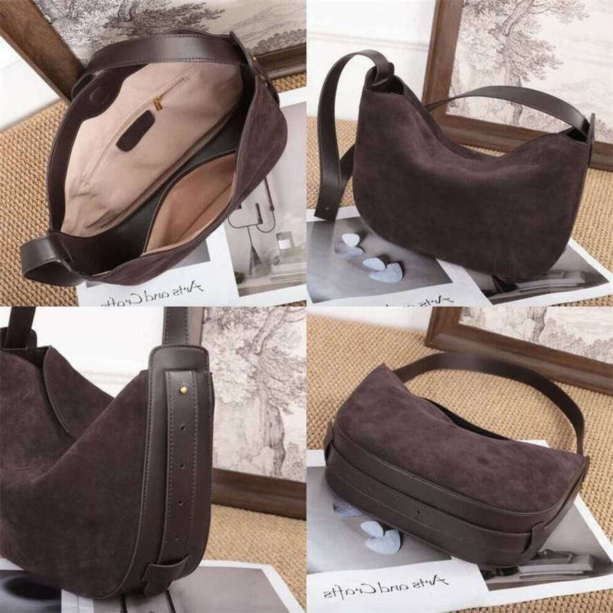 OLOEY Hifashion Cowhide Suede Genuine Leather Hobo Shoulder Bags For Women 2026 Luxury Creativity Half Moon Crossbody Ladies Handbags Practical Bag