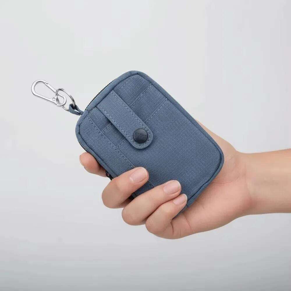 Multifuctional Canvas Earphone Square Solid Color Mini Storage Bag Ultralight with Hanging Hook Travel Coin Purse C260304