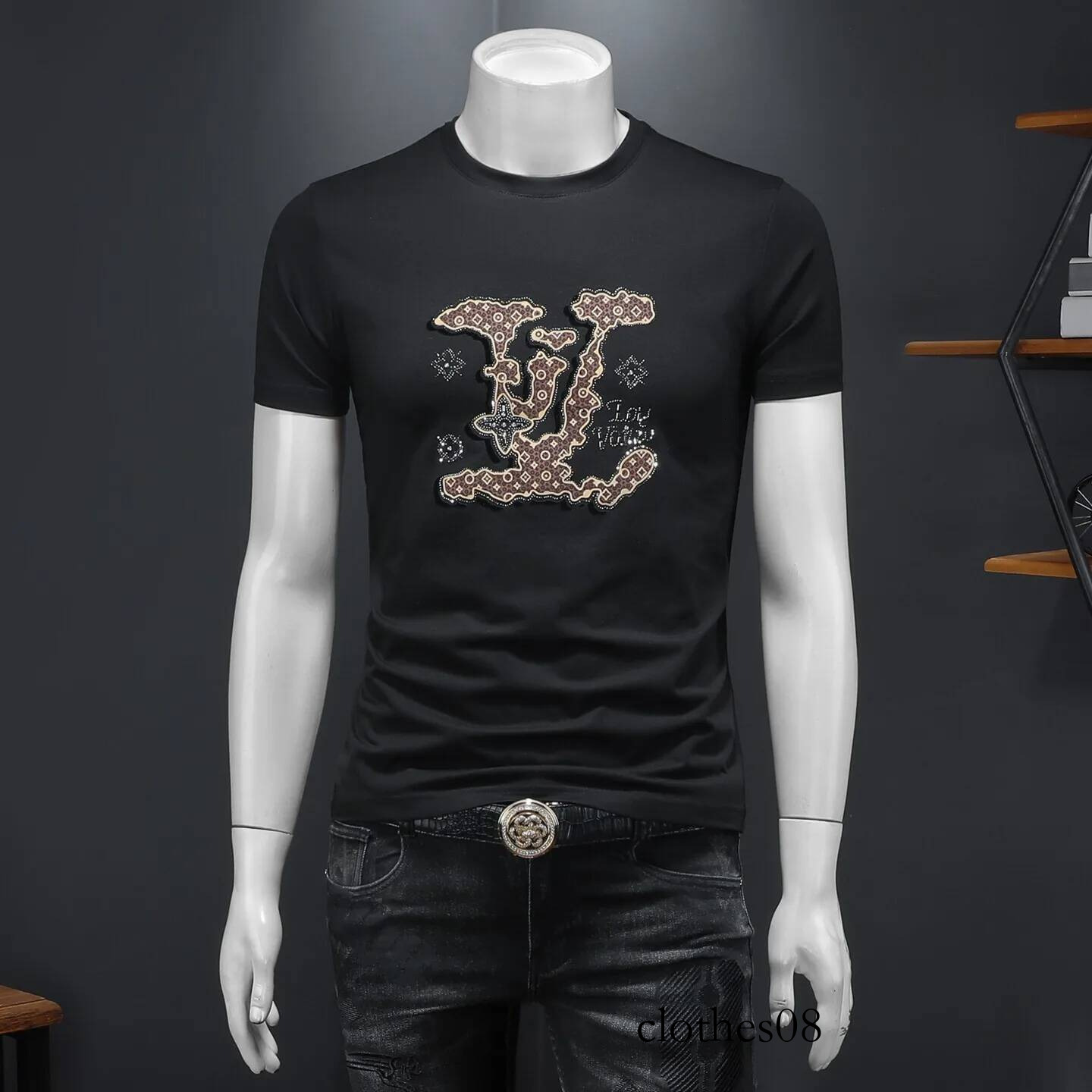 Men's Faionable round Ne Printed ort Sve T-irt Polyester Cotton Blend Summer Casual Classic Sle Regular Fit