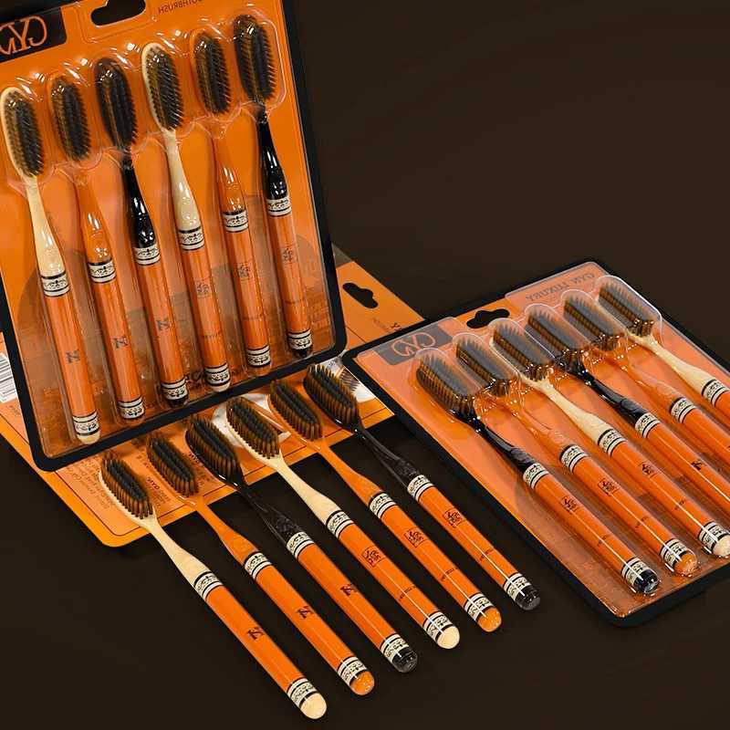 This 12-pack of high-end adult toothbrushes with extended heads and soft bristles is designed as a convenient household set.T260306